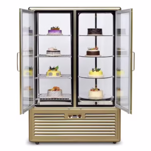 Golden 4 Side Glass Cake Display Refrigerator